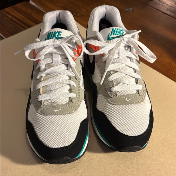 Nike White Black Teal Coral Accent Air Max Sneakers - Picture 3 of 9